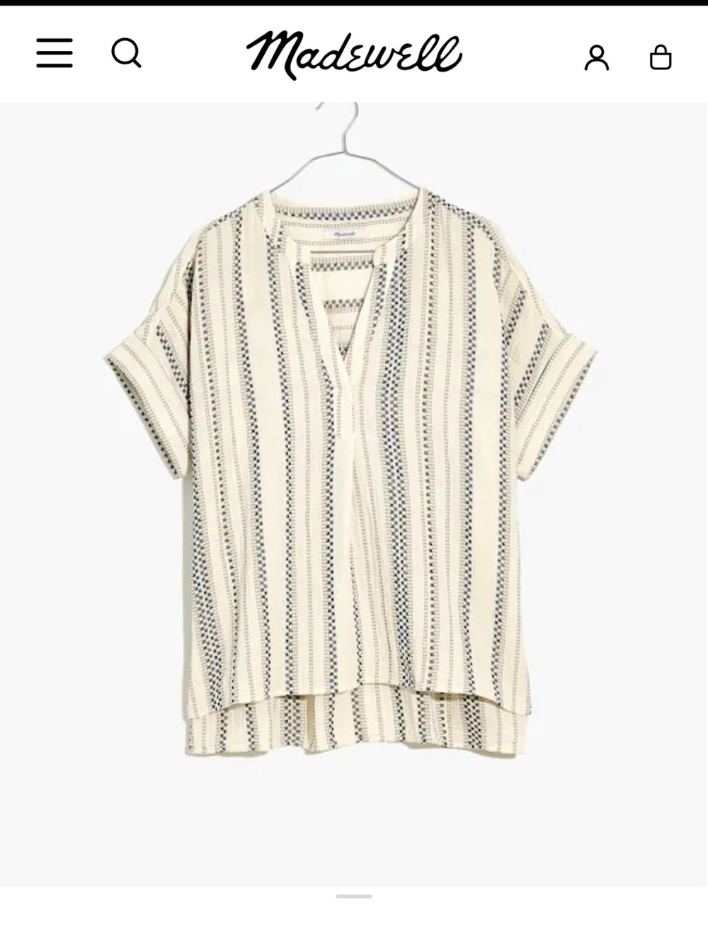 Madewell Cotton Gauze Jacquard Striped Pop Over Top